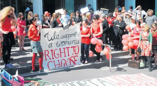  ??  ?? Pro- choice supporters protesting outside the Court of Appeal in Wellington in 2010 — and still nothing has changed.