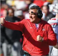  ?? File photo ?? Urban Meyer, above, and Ohio State are likely battling Oklahoma for the final spot in the College Football Playoff. Both teams play conference championsh­ip games Saturday.