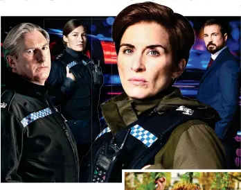  ??  ?? A COP-OUT? From left, Adrian Dunbar, Kelly Macdonald, Vicky McClure and Martin Compston in Line Of Duty. Below: Rose Matafeo in Starstruck