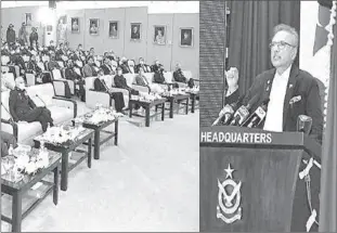  ??  ?? ISLAMABAD
President Dr. Arif Alvi addressing the certificat­e distributi­on ceremony of Aerospace and National Security Workshop (AERONS-21). -APP