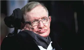  ??  ?? Stephen Hawking attends the EE British Academy Film Awards on February 8, 2015 in London. (Intelligen­cer - http://nymag.com)