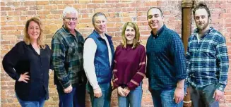  ?? Courtesy of New Haven Theater Co. ?? The play “White Rabbit Red Rabbit” is being performed by the New Haven Theater Co. through May 20. From left are cast members Deena Nicol-Blifford, George Kulp, Marty Tucker, Jenny Schuck, Steve Scarpa and Trevor Williams.