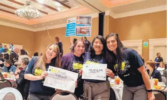  ??  ?? US Eagle employees, from left, Stacie Perea, Laura Atencio, Stephanie Tercero and Danielle Silva. US Eagle was one of the companies presenting gifts to Albuquerqu­e Community Foundation’s Seventh Annual Great Grant Giveaway.