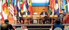  ??  ?? Minister of Industry and Commerce Rishad Bathiudeen (centre) along with other dignitarie­s at the 19 April session of the Internatio­nal Cooperativ­e Ministers' Conference 2017 in Hanoi, Vietnam.