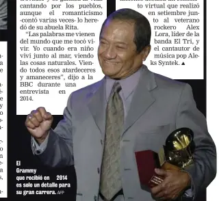  ?? AFP ?? El
Grammy que recibió en 2014 es solo un detalle para su gran carrera.