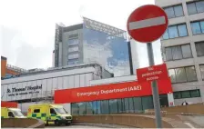  ?? — Reuters ?? An ambulance waits outside the emergency department at St Thomas’ Hospital in central London on Friday.