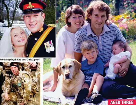  ??  ?? Wedding day: Laura and Christophe­r On duty: With Army colleagues Proud: Rita and Terry Butcher with Christophe­r and baby brother Edward in 1985