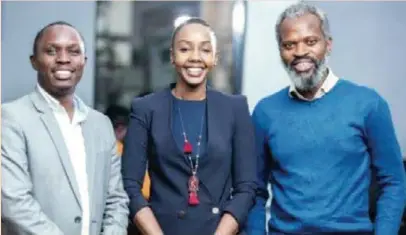  ?? ?? L-R: Bendon Murgor, chief technology officer/co-founder, Adanian Labs; Irene Kiwia, CGO/co-founder, Adanian Labs; and John Kamara, chief executive officer/co-founder, Adanian Labs.