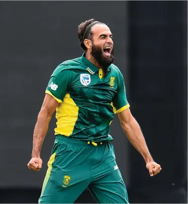  ??  ?? ON ROAD TO RECOVERY: Proteas leg-spinner Imran Tahir appears to be recovering well from a hamstring strain.