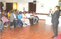  ?? - Picture: Edward Zvemisha ?? Indian Chargé d’Affaires to Zimbabwe, Mr Nadeem Khan, speaks to parents and guardians of students studying at Vignan University in his country under the Presidenti­al Scholarshi­p in Harare yesterday.