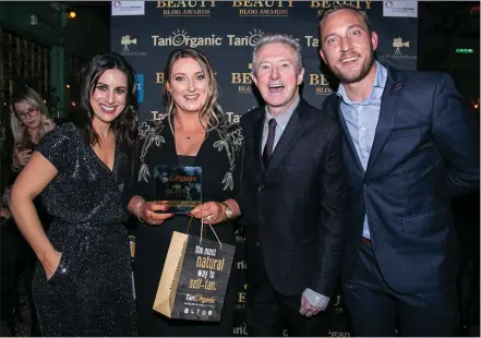  ??  ?? Julie Ann Murphy with Lucy Kennedy, Louis Walsh and Mateo Saina at the awards ceremony in Dublin.