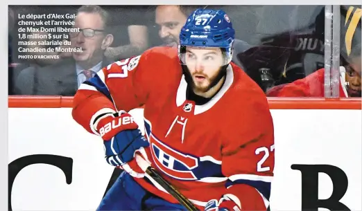  ??  ?? Le départ d’alex Galchenyuk et l’arrivée de Max Domi libèrent 1,8 million $ sur la masse salariale du Canadien de Montréal. PHOTO D’ARCHIVES