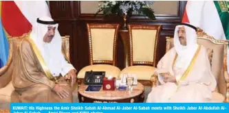  ??  ?? KUWAIT: His Highness the Amir Sheikh Sabah Al-Ahmad Al-Jaber Al-Sabah meets with Sheikh Jaber Al-Abdullah AlJaber Al-Sabah. — Amiri Diwan and KUNA photos