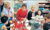  ?? AFP ?? US First Lady Melania Trump interacts with patients at a Paris hospital on Thursday. Melania and her husband Donald Trump arrived in France ahead of Bastille Day celebratio­ns on July 14.