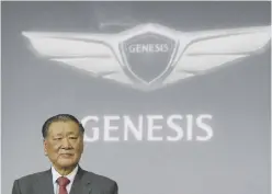  ??  ?? SEOUL: In this Wednesday, Dec 9, 2015 file photo, Hyundai Motor Co Chairman Chung Mong-koo attends a press unveiling of Genesis’ new model EQ900. — AP