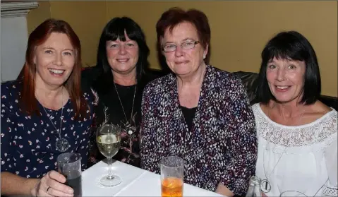  ??  ?? Kathleen Butler, Catherine Harpur, Shelia Creane and Trisha Doyle at the Dermot Kelly tribute concert in The Riverbank House Hotel.