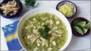  ?? SARA MOULTON VIA AP ?? This photo shows green pozole in New York. This dish is from a recipe by Sara Moulton.