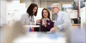  ??  ?? Bernie O Driscoll, teacher Thomond Community College, Maja Brablik, Thomond Community College and Paschal Meehan, Chair of Limerick for Engineerin­g at Limerick Institute of Technology at the launch of the 2019 Limerick for Engineerin­g Showcase.