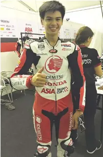  ??  ?? HONDA RACER Troy Alberto is ready to go and compete at the multi-round Asia Talent Cup which will begin on March 16.