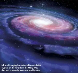  ??  ?? Infrared imaging has detected two globular clusters on the far side of the Milky Way that had previously been obscured by dust