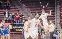  ?? JIM THOMPSON (LEFT PHOTO) AND ROBERTO E. ROSALES/JOURNAL ?? State championsh­ip basketball victories in the Pit made it a festive Friday for Class 3A girls champion Navajo Prep, left, and the Class 2A champion Rehoboth Christian boys.