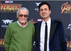  ?? PHOTO bY JORdAN STRAUSS/INVISION/AP, ?? In this April 23, 2018 file photo, Stan Lee (left) and Keya Morgan arrive at the world premiere of “Avengers: Infinity War” in Los Angeles.