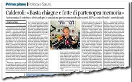  ?? ?? La pagina del Corriere di ieri con lo sfogo amaro del ministro Calderoli