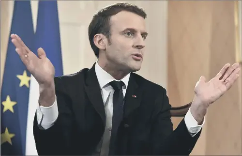  ??  ?? POLL POSITION: President Emmanuel Macron of France, during a recorded interview at Sandhurst for the BBC One’s The Andrew Marr Show. PICTURE: BBC/PA WIRE.