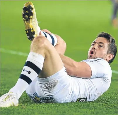  ?? Picture: Getty. ?? Greig Laidlaw was injured during Clermont’s game against Ospreys at the weekend.