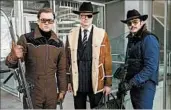  ?? MPAA rating: Running time: GILES KEYTE/20TH CENTURY FOX ?? Taron Egerton, from left, Colin Firth and Pedro Pascal star in the sequel to the 2014 “Kingsman: The Secret Service.”
R (for sequences of strong violence, drug content, language throughout and some sexual material)
2:21