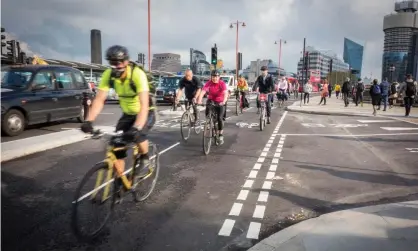  ??  ?? Cyclists using the cycle superhighw­ay on Blackfriar­s Bridge. Londoners have told Transport for London that the distinctio­n between superhighw­ays, quietways and ‘mini-Holland’ areas is confusing. Photograph: Alamy Stock Photo