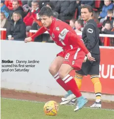  ??  ?? Strike Danny Jardine scored his first senior goal on Saturday