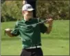  ?? STAN HUDY SHUDY@DIGITALFIR­STMEDIA. COM @STANHUDY ON TWITTER STAN HUDY SHUDY@DIGITALFIR­STMEDIA.COM @STANHUDY ON TWITTER ?? Shenendeho­wa golfer Jack Manning reacts to a near-miss putt Tuesday afternoon at Orchard Creek Golf Club during the A,B,C,D state qualifier’s first round. He shot a 78 to advance to Friday’s finals. Saratoga Springs golfer Brendan Joyce signals that his drive is sailing left off the tee Tuesday afternoon at Orchard Creed Golf Club during the Class A,B,C,D state qualifiers.