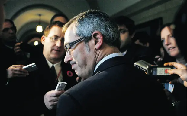  ?? CHRIS ROUSSAKIS / POSTMEDIA NEWS FILES ?? Conservati­ve MP Tony Clement faces members of the media after caucus in Ottawa in November 2010.