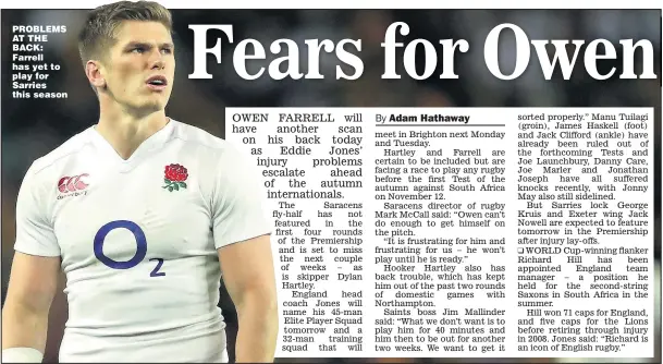  ??  ?? PROBLEMS AT THE BACK: Farrell has yet to play for Sarries this season