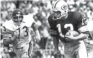  ?? FILE PHOTO ?? Chester Marcol takes off on his legendary touchdown run after a blocked field goal against the Bears in 1980.