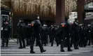  ??  ?? Police outside the Galeries Lafayette on Sunday. Photograph: Philippe Lopez/AFP via Getty Images