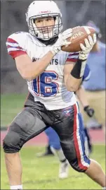  ?? James Franco / Special to Times Union ?? Hoosick Falls/tamarac sophomore Bryan Mackey catches a touchdown pass against Coxsackie-athens on Friday night.