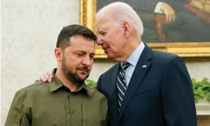  ?? ?? Joe Biden with Volodymyr Zelenskiy, the president of Ukraine, in the Oval Office in September. Photograph: Evan Vucci/AP