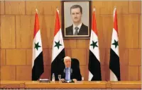  ?? PICTURE: SANA VIA ?? Syrian Foreign Minister Walid al-Moallem sits beneath a portrait of Syrian President Bashar al-Assad in Damascus. AP