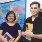  ??  ?? Anvil assistant publishing manager Ani Habulan and National Book Store marketing manager Chad Dee