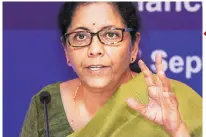  ?? PHOTO:PTI ?? Addressing a press conference ahead of the 37th meeting of the GST Council, Finance Minister Nirmala Sitharaman said the corporate tax cut would put India on a par with Asian peers