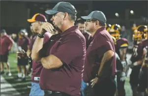  ?? The Sentinel-Record/Grace Brown ?? WATCHING THE GAME: Lake Hamilton head football coach Tommy Gilleran watches his team during a Sept. 20 game against Hot Springs.