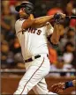  ?? NHAT V. MEYER/ BAY AREA NEWS GROUP 2016 ?? Madison Bumgarner is a rarity: the good-hitting pitcher. He has 19 career home runs.