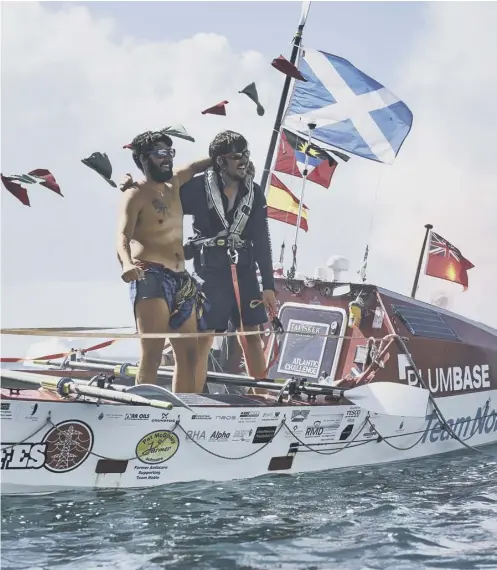  ??  ?? 0 The Elliot brothers from Dunblane, who until recently had no experience in rowing, crossed the Atlantic in 55 days.