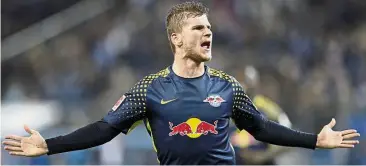  ??  ?? Rich vein of form: Timo Werner will lead RB Leipzig’s attack against Monaco in the Champions League clash today. — AP