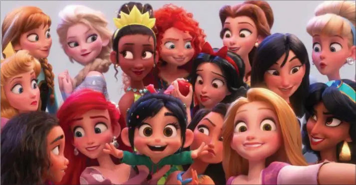  ?? DISNEY ?? Vanellope meets a bunch of familiar Disney princesses in “Ralph Breaks the Internet.”
