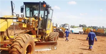  ?? CMED ?? Some of the road constructi­on equipment that was commission­ed by Transport and Infrastruc­tural Developmen­t Minister Felix Mhona on Monday