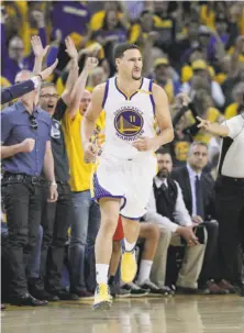  ?? Carlos Avila Gonzalez / The Chronicle ?? Warriors guard Klay Thompson is shooting 38 percent for the playoffs after shooting 47 percent in the regular season.