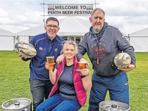  ?? ?? Festival return Organisers Allan Brown, Natalie Mackinnon and Jeremy Wares of Perthshire Rugby